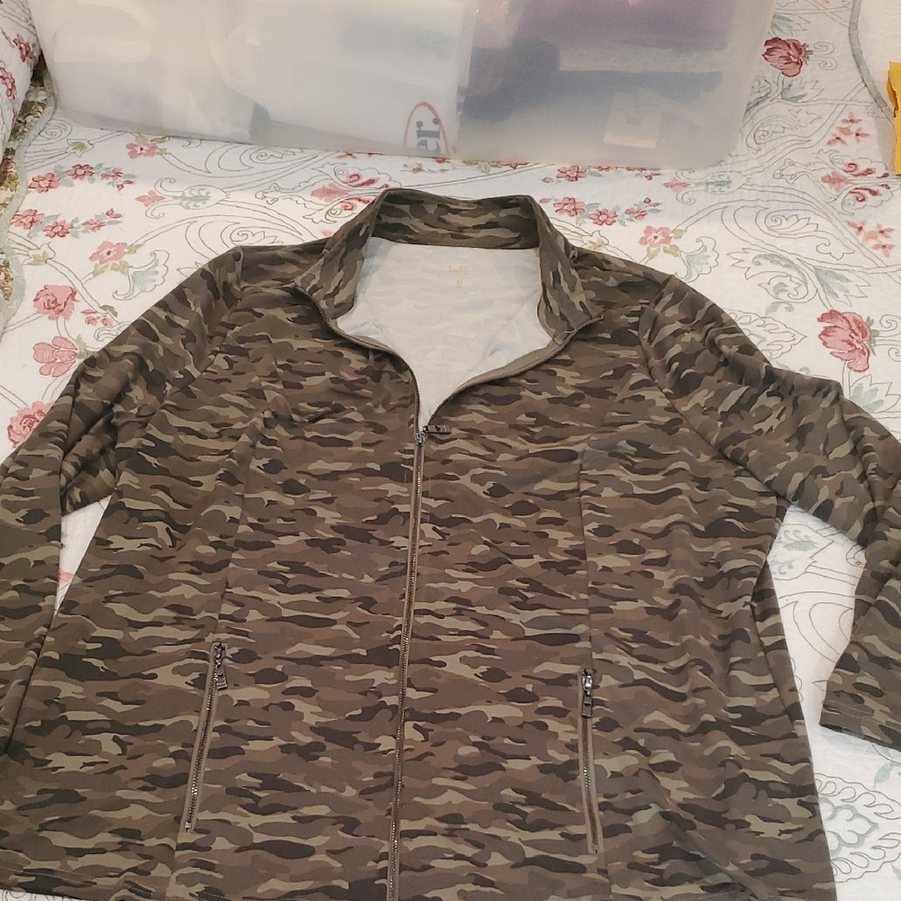 Belle by Kim Gravel Olive Camouflage Jacket